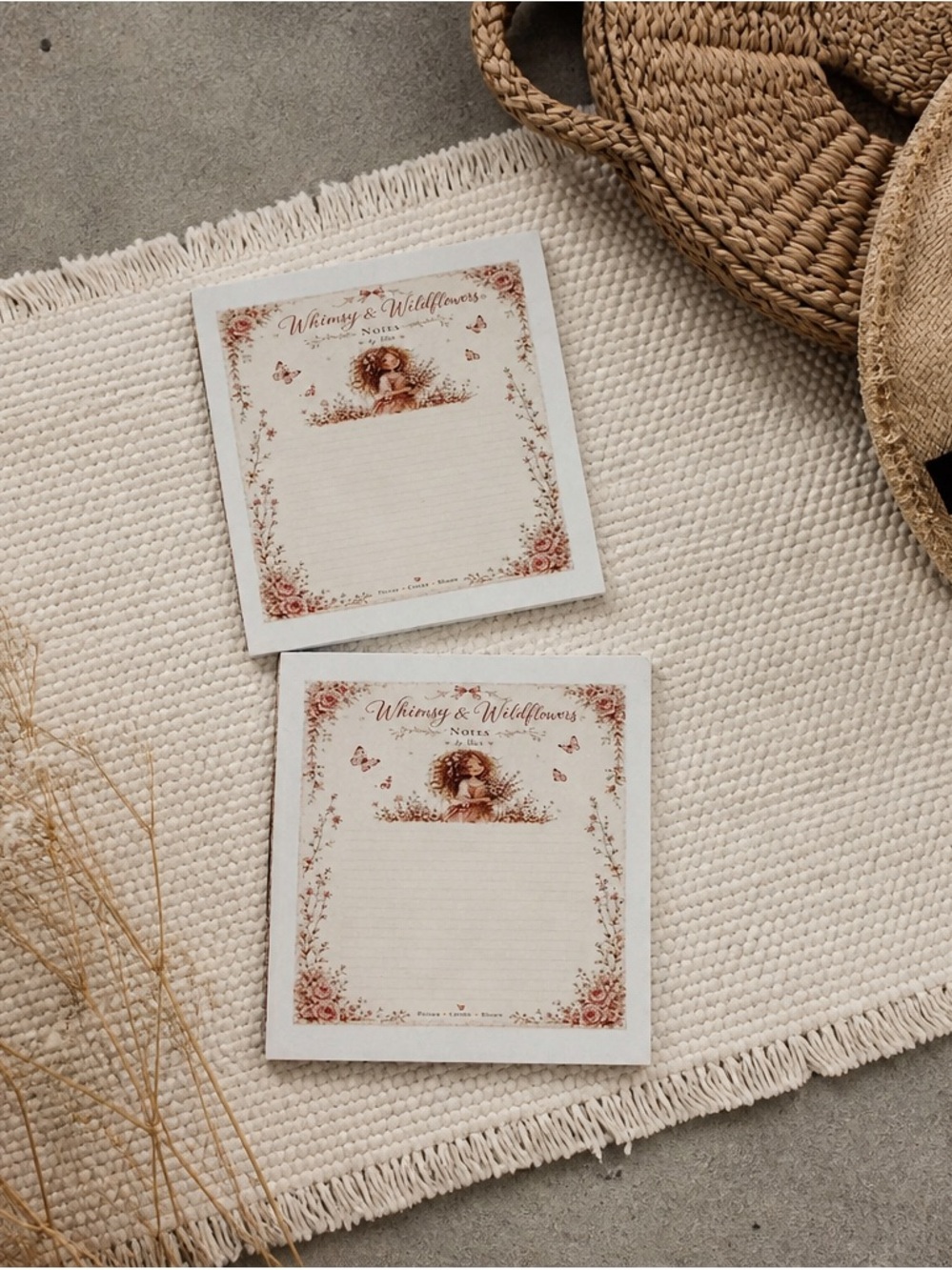 Wildflowers Cream Notepad with Rose-Gold Floral Frame